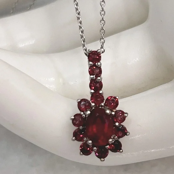 Niassa Ruby Orissa Rhodolite Garnet Sterling Silver Pendant Necklace - Picture 5 of 12
